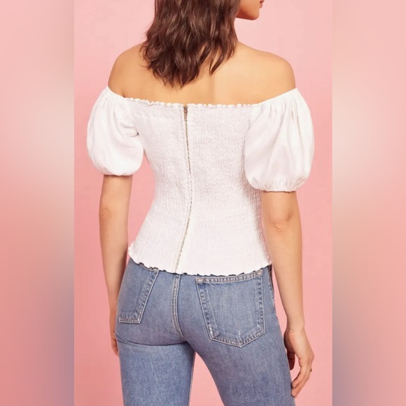 Reformation “Framboise Off the Shoulder Top” in Paper White - Picture 2 of 9